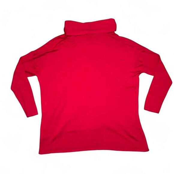 Eileen Fisher Women’s Large Red Merino Wool Sweater Cowl Neck Long Sleeve - Picture 2 of 5